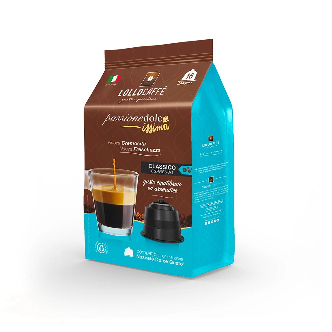 Capsule Lollo Caffè compatibili Nescafè dolce gusto Miscela Classica 16