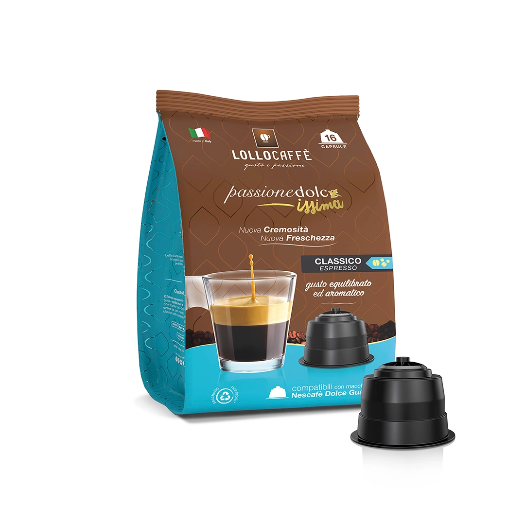Capsule Lollo Caffè compatibili Nescafè dolce gusto Miscela Classica 16