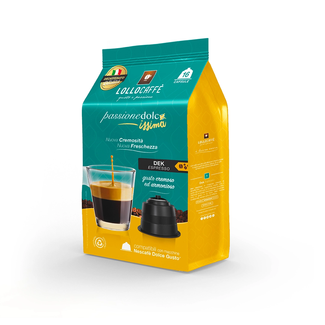 Capsule Lollo Caffè compatibili Nescafè dolce gusto Miscela Decaffeinato Dek 16
