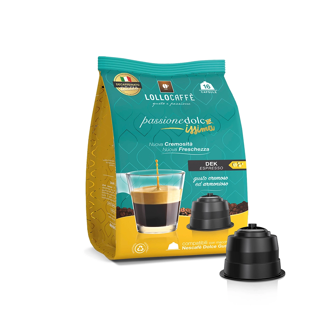 Capsule Lollo Caffè compatibili Nescafè dolce gusto Miscela Decaffeinato Dek 16