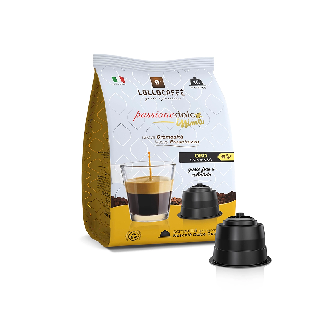 Capsule Lollo Caffè compatibili Nescafè dolce gusto Miscela Oro 16