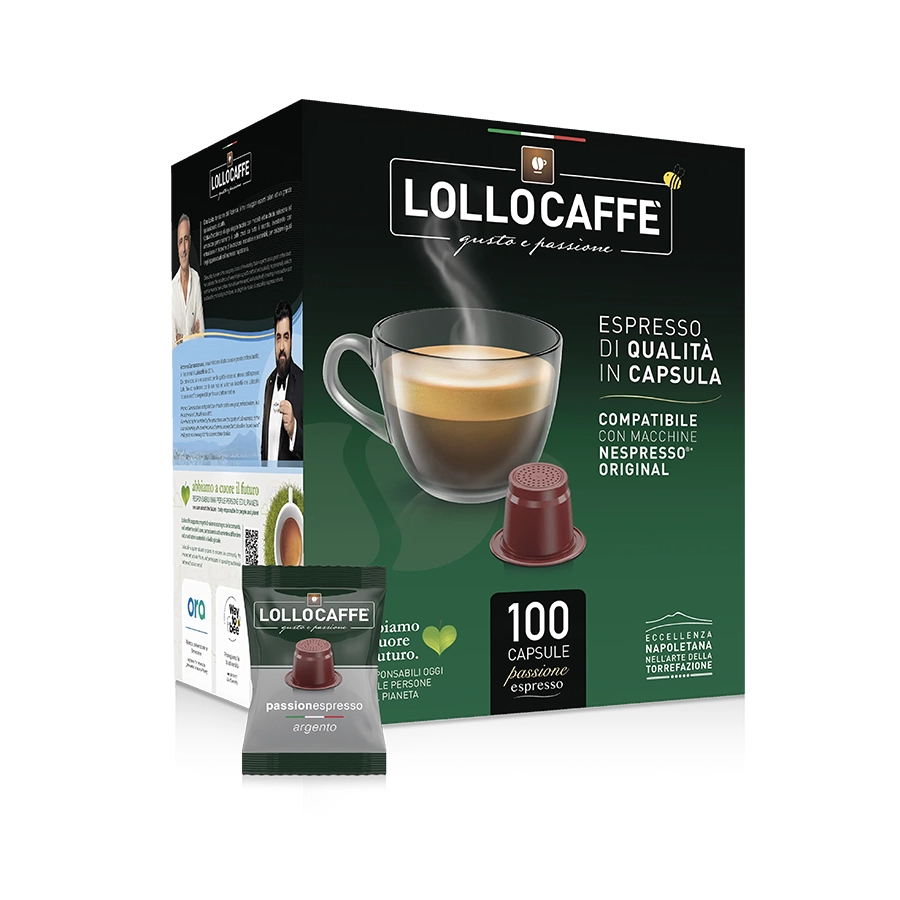 Capsule Lollo Caffè Compatibili Nespresso Argento Passionespresso 100