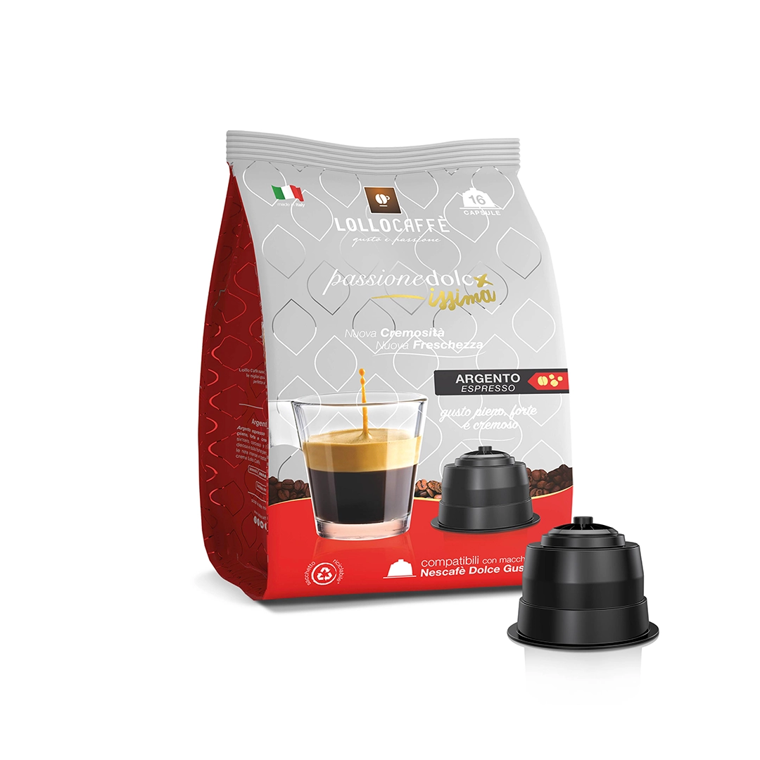 Capsule Lollo Caffè compatibili Nescafè dolce gusto Miscela Argento 16