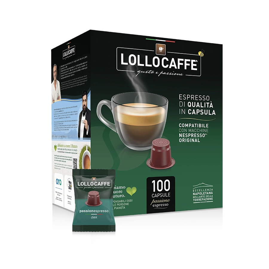 Capsule Lollo Caffè Decaffeinato Passionespresso compatibili Nespresso 100
