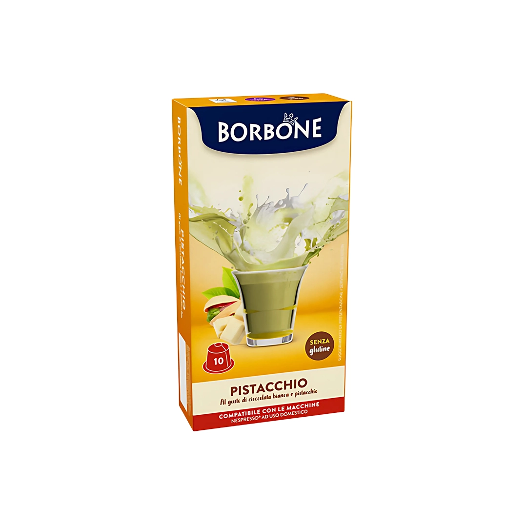 Capsule Borbone Compatibili Nespresso Cioccolato Bianco e Pistacchio 10