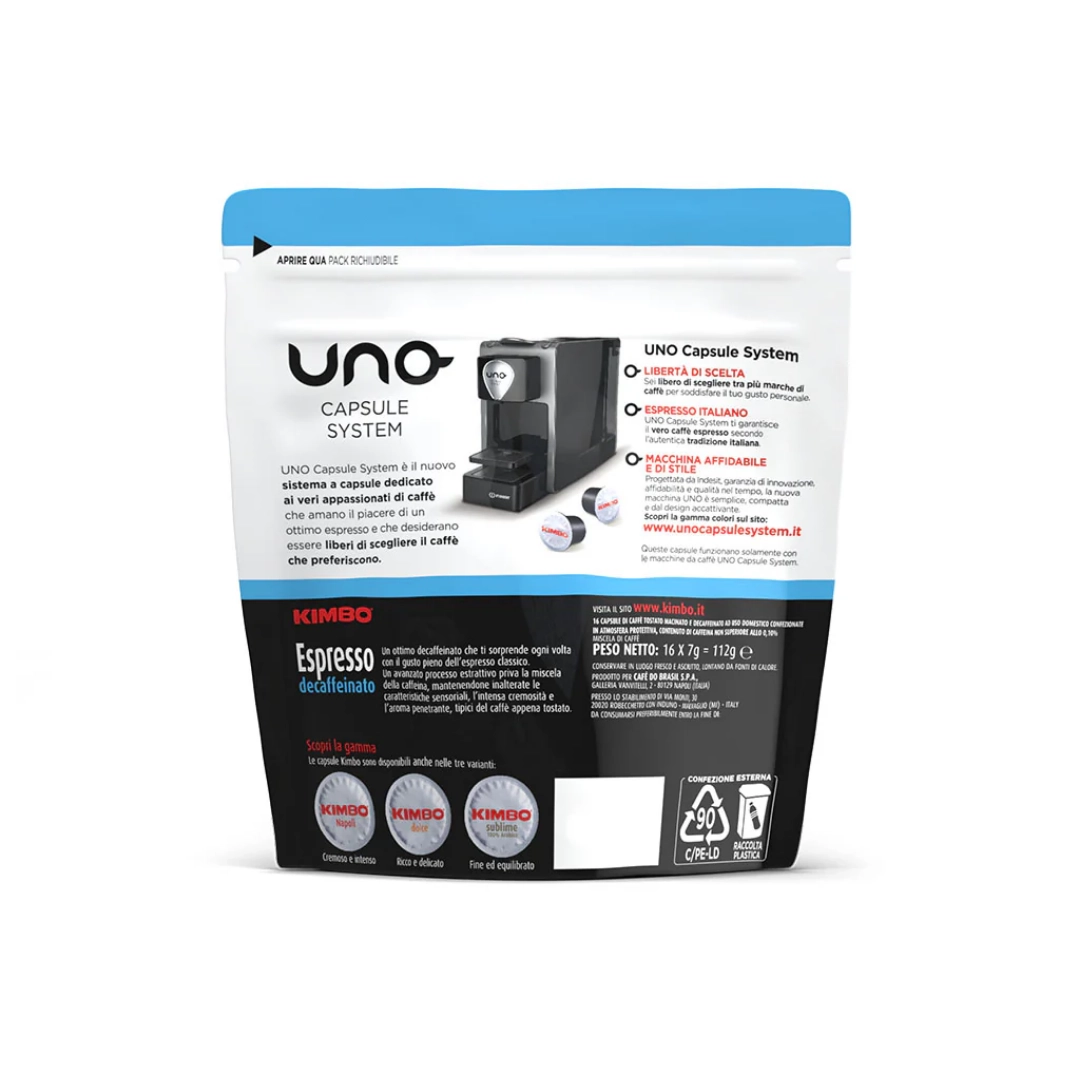 Capsule Kimbo Uno System Decaffeinato 16